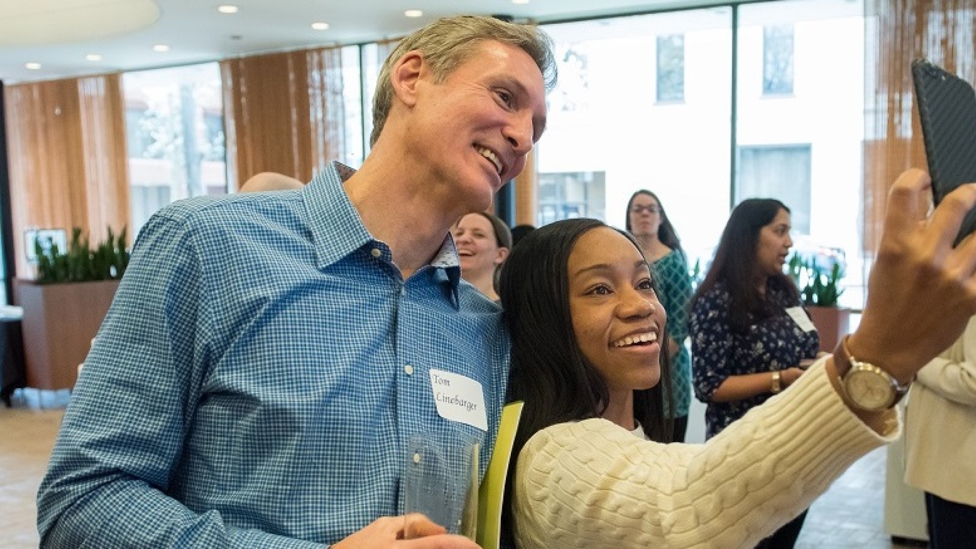 Cummins Chairman and CEO Tom Linebarger attends a meeting of the Women's Affinity Group in 2017. Cummins Chairman and CEO Tom Linebarger attends a meeting of the Women's Affinity Group in 2017.