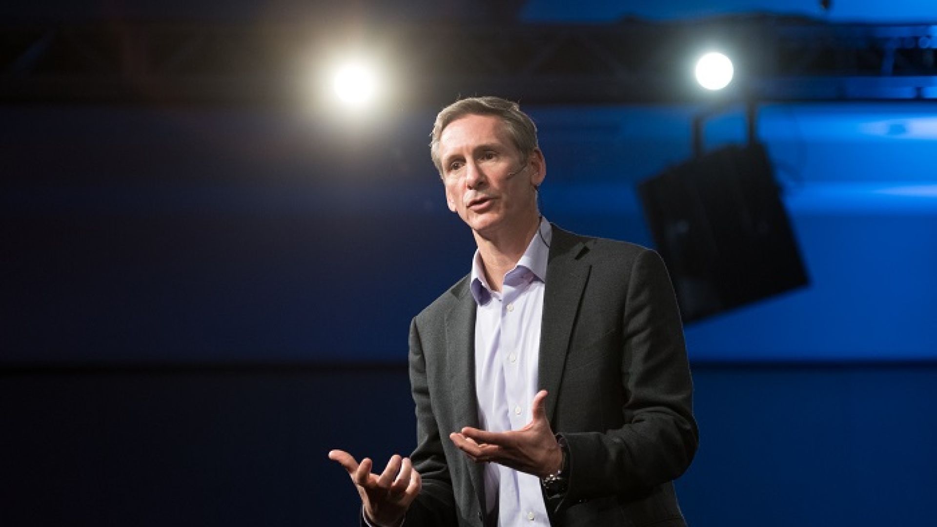CEO Tom Linebarger speaks at a past event, before the COVID-19 crisis. The 2020 Annual Meeting was held virtually to protect against the spread of the virus. CEO Tom Linebarger speaks at a past event, before the COVID-19 crisis. The 2020 Annual Meeting was held virtually to protect against the spread of the virus.