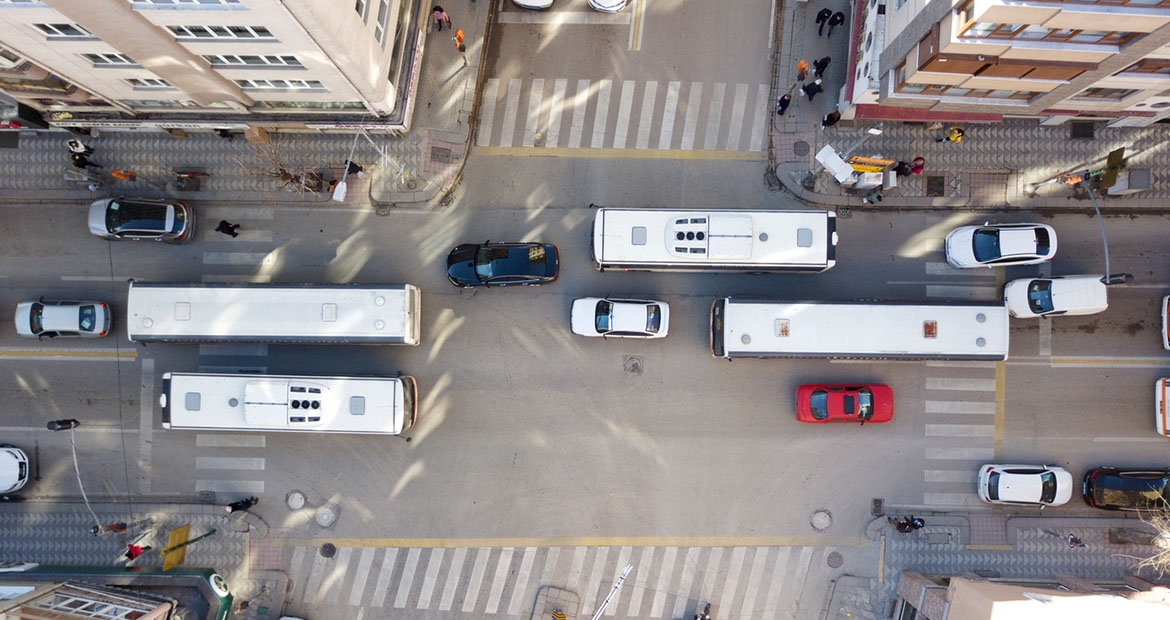 trucks and cars in traffic