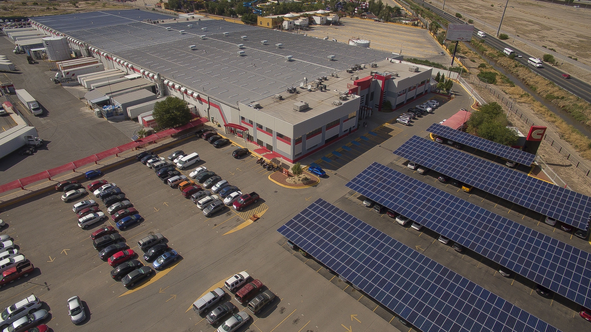 In 2018, the Cummins plant in Juarez, Mexico, received its first full year of renewable power from the solar array it installed over part of its parking lot. Encouraging the production of renewable energy is part of the company’s energy goal. In 2018, the Cummins plant in Juarez, Mexico, received its first full year of renewable power from the solar array it installed over part of its parking lot. Encouraging the production of renewable energy is part of the company’s energy goal.