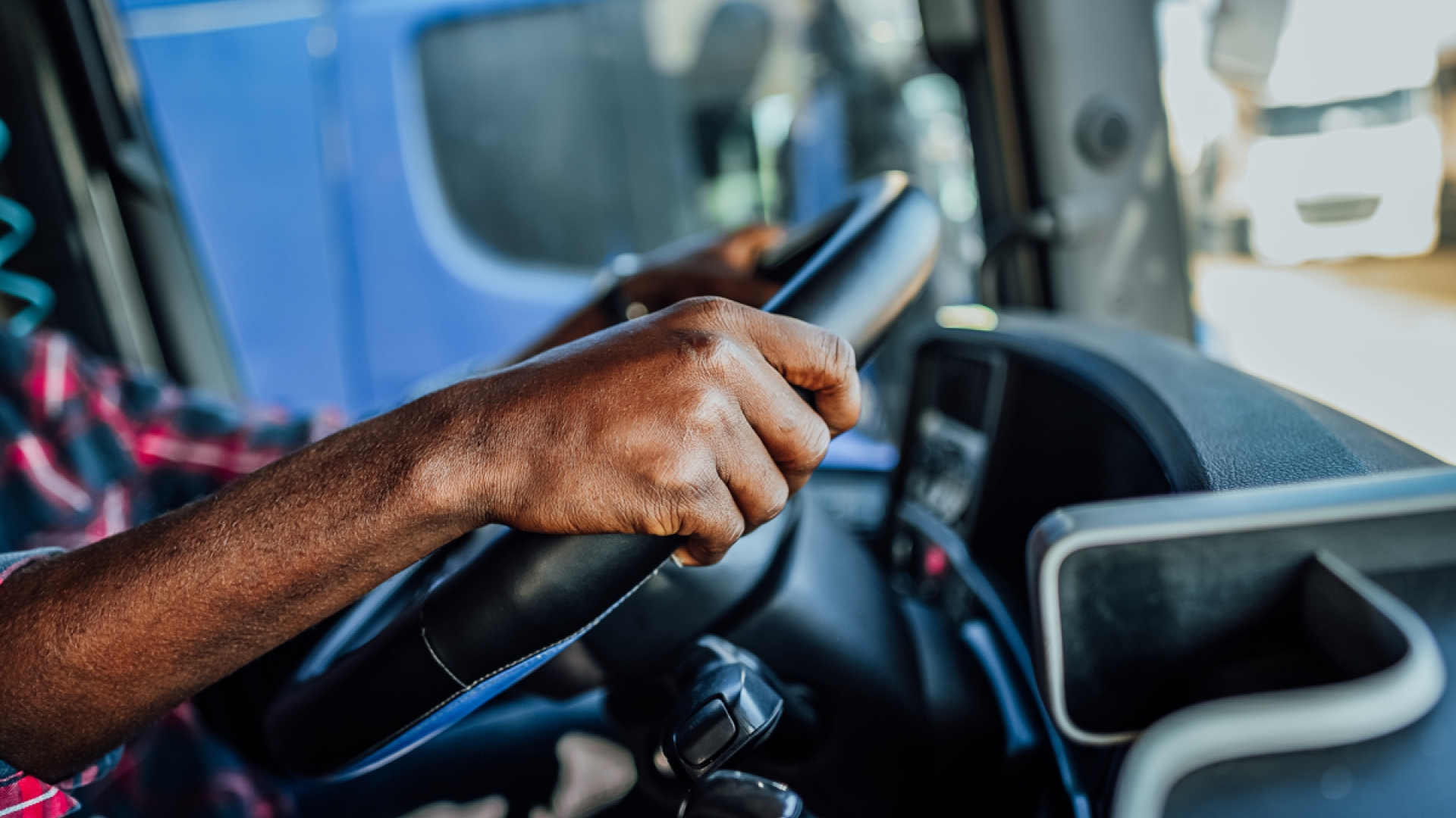 Inside cab of a truck 