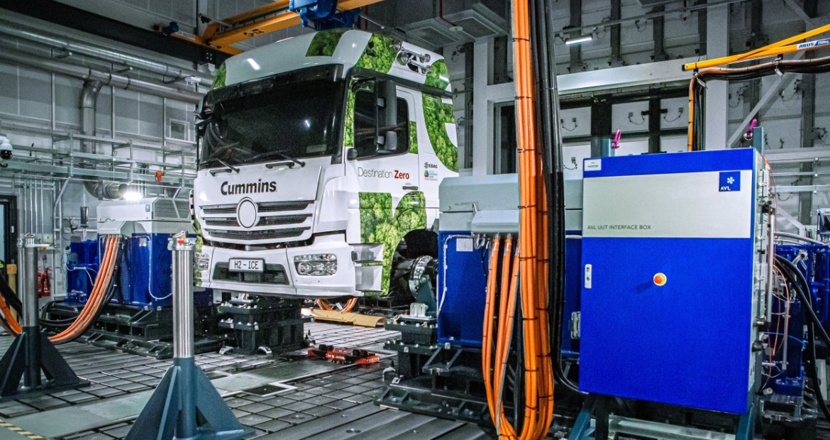 medium duty truck in testing facility