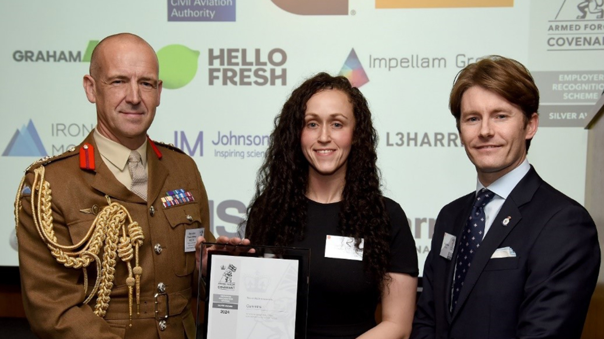 Cummins receives the Silver Award from the Defence Employer Recognition Scheme (ERS)
