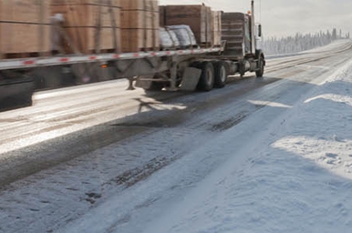 heavy duty truck on icy road