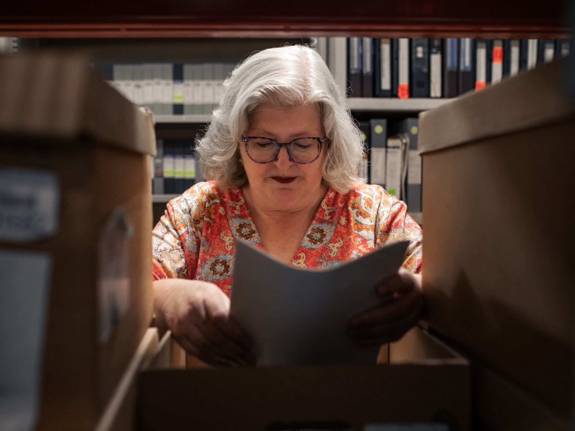 Heritage-Center-Lori-archivist-working