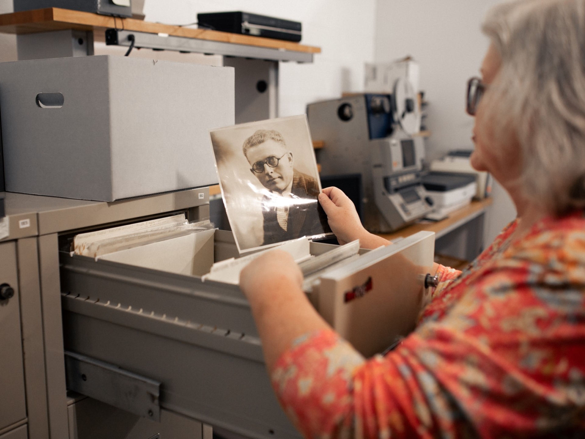Heritage-Center-Lori-archivist-working