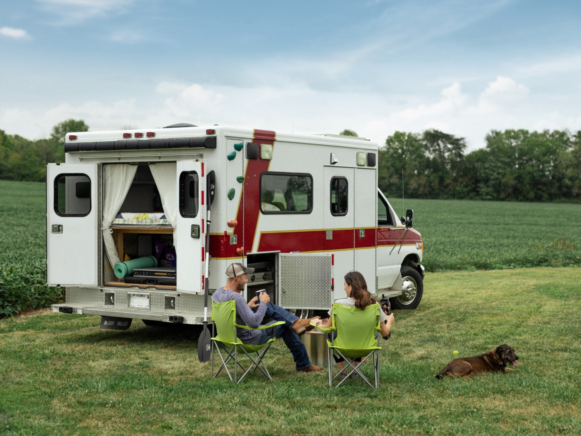 campsite with camper van