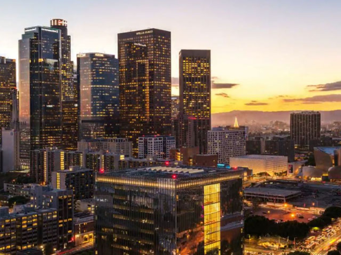 city landscape at dusk