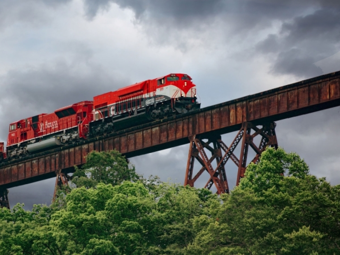 locomotive on bridge locomotive on bridge