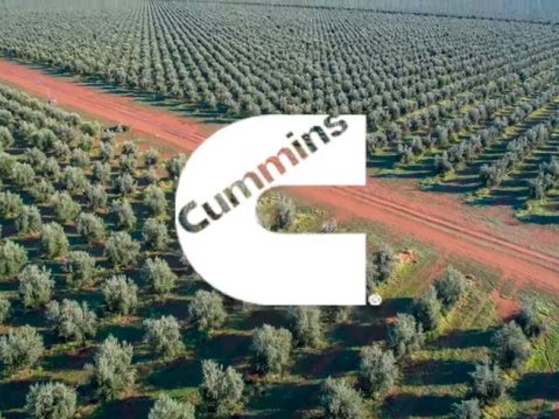 cummins powerpacks video thumbnail with cummins logo over farm field