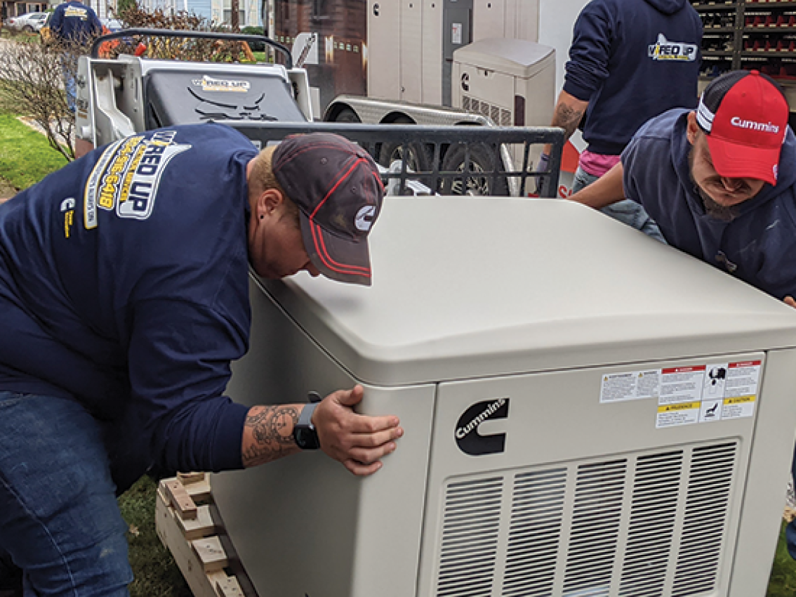 Cummins home generator being installed