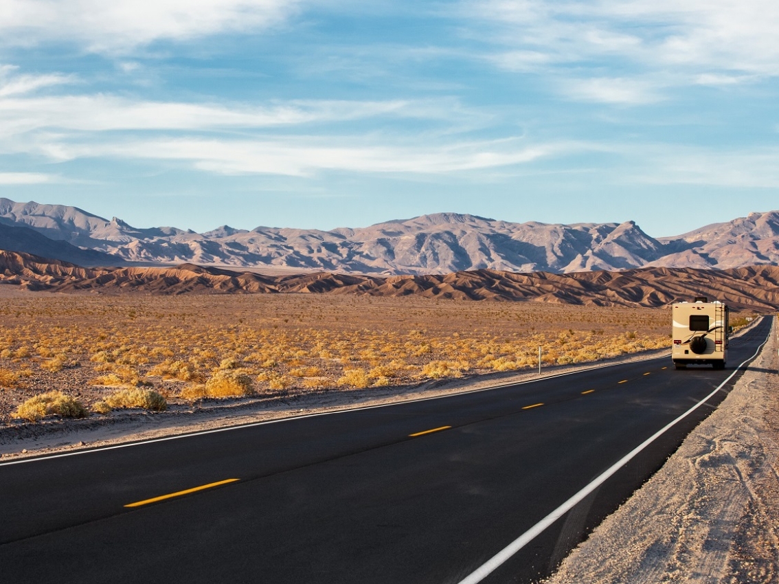 RV Driving in desert