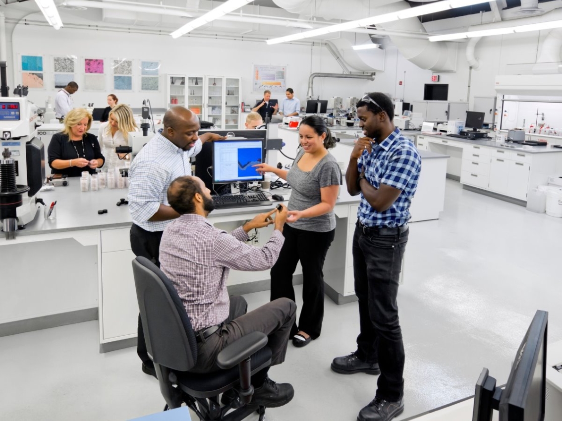 interns learning in lab