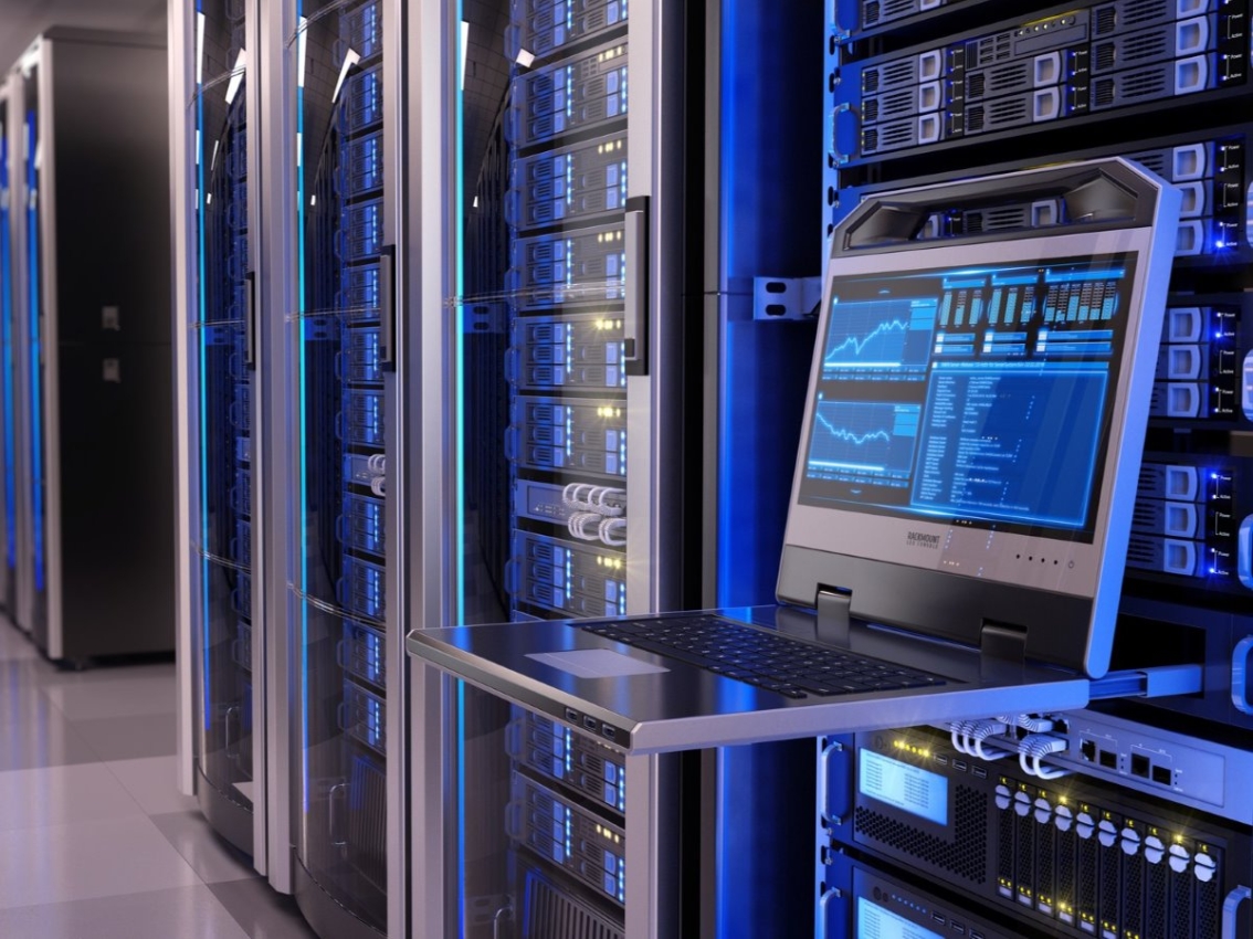 computer in server room data center
