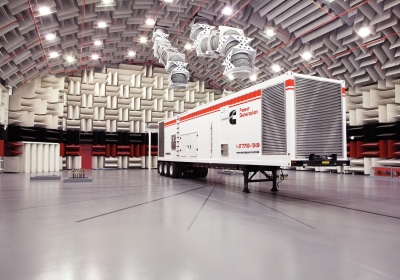 Participants take part in a tour of the Acoustical Testing Center and factory in Fridley, Minnesota (USA).