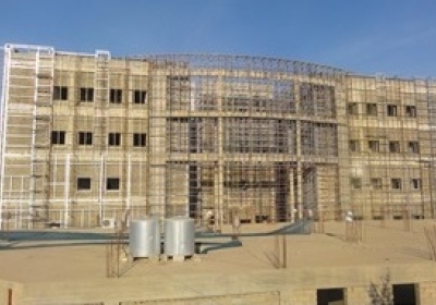 Structure work to upgrade Al-Qayara Hospital in Mosul, Iraq. 