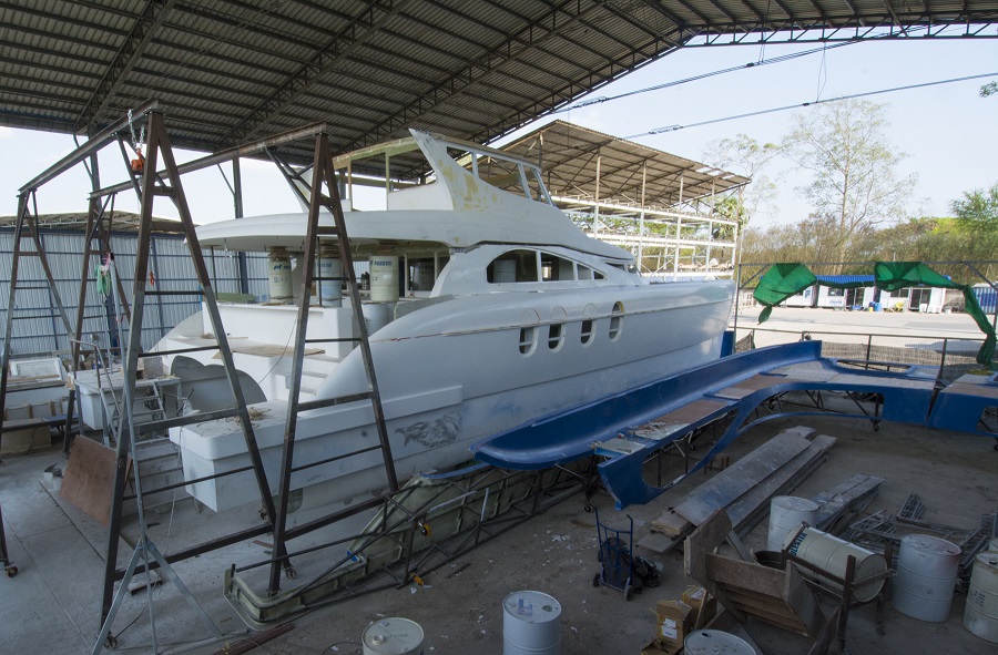 1.	The 20-meter catamaran currently under construction in the company’s Thailand facility.