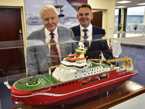 Sir David Attenborough and Cammell Laird CEO, Mr John Syvret