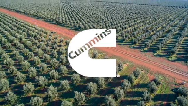 cummins powerpacks video thumbnail with cummins logo over farm field