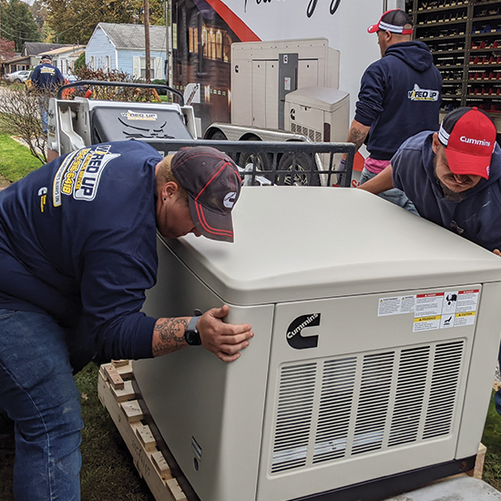 Cummins home generator being installed