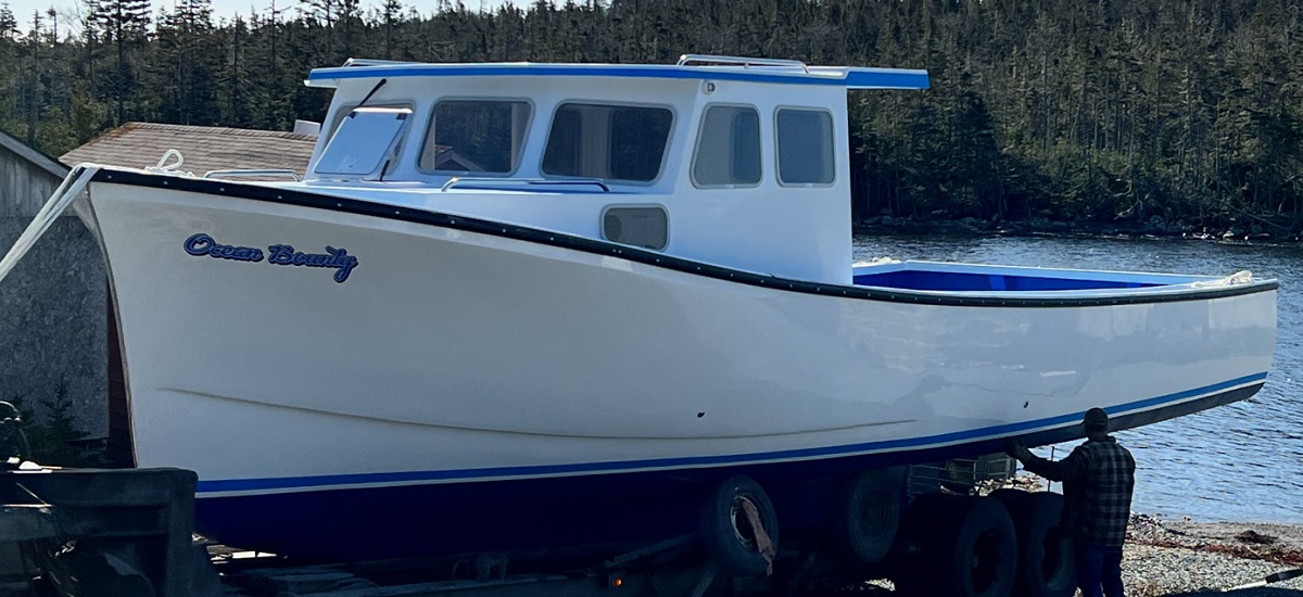 Lobster boat on placid water