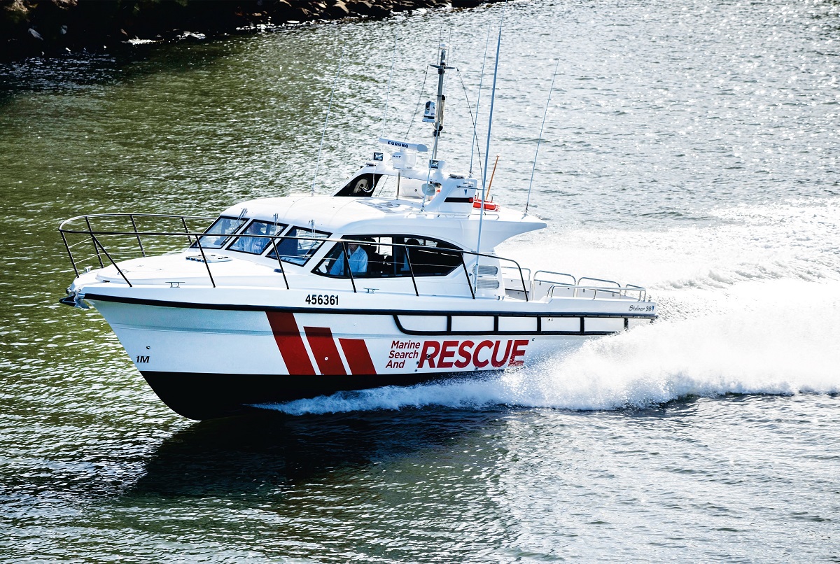 Marine search and rescue boat on the water