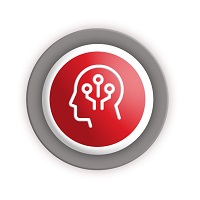 artificial intelligence icon showing outline of head with circuits inside
