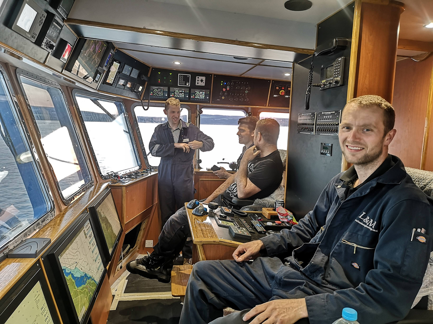 The L&M Engineering’s Steven Henry enjoying the skipper’s chair. 