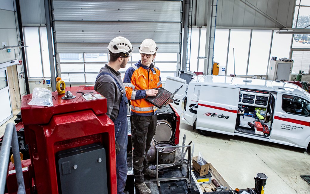 service technician helping customer