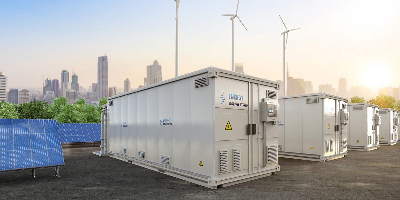 Battery energy storage system next to wind farm