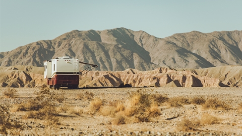 RV in the middle of the desert alone