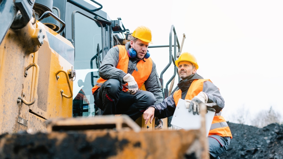 Mining workers on the job