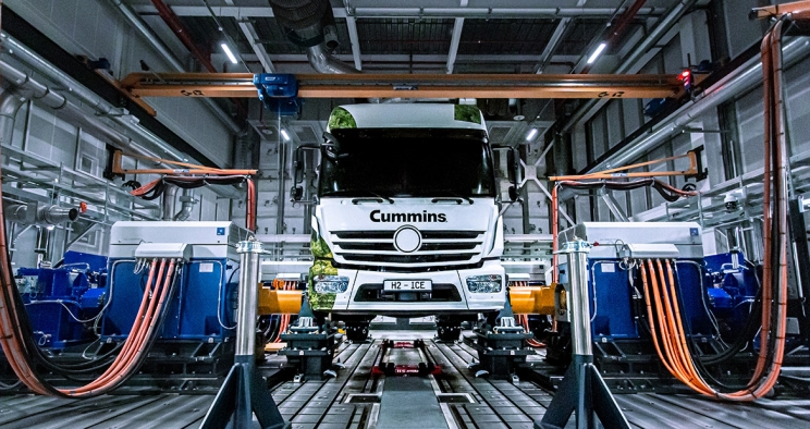 Semi in powertrain testing facility