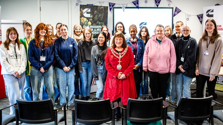 Cllr Jan Cossins, Mayor of Darlington, celebrating International Women's Day at Cummins