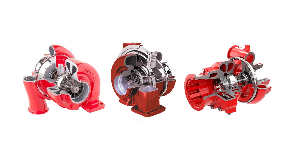 Renderings of 3 types of turbos